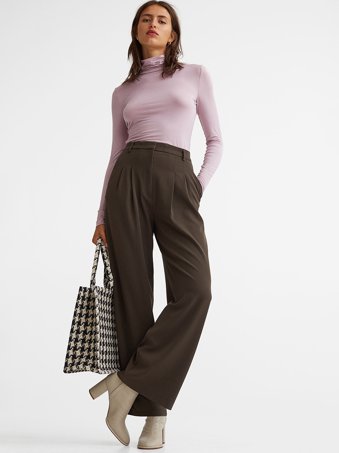 

H&M Woman Wide trousers, Brown