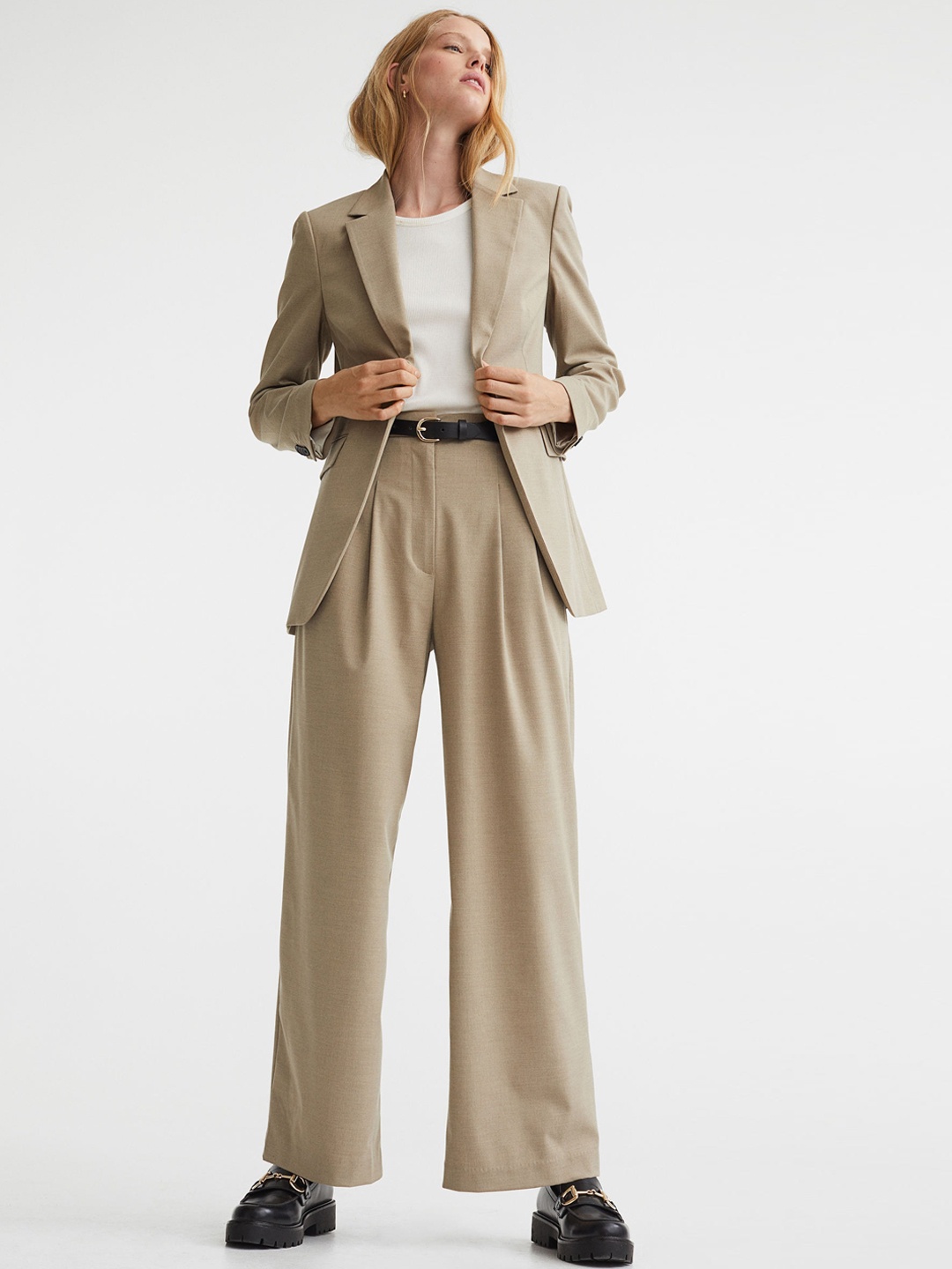 

H&M Women Wide Trousers, Beige