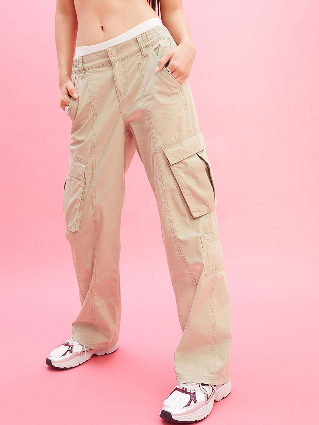 

H&M Woman Canvas cargo trousers, Beige