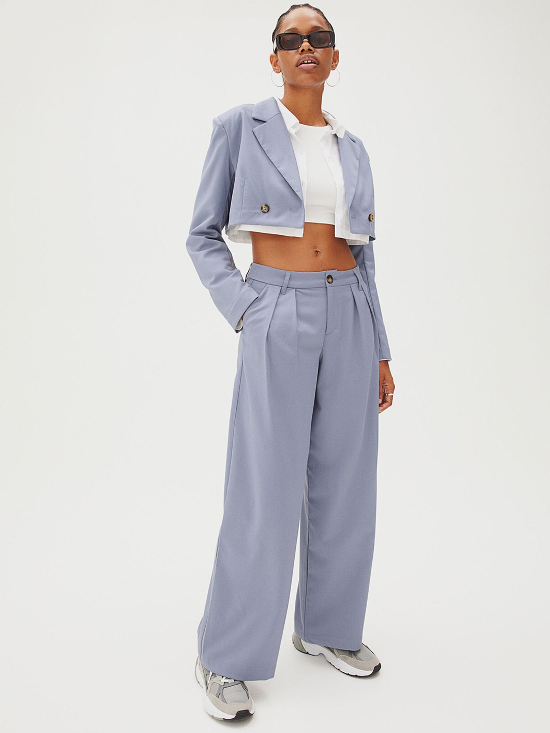 

H&M Women Tailored Trousers, Blue