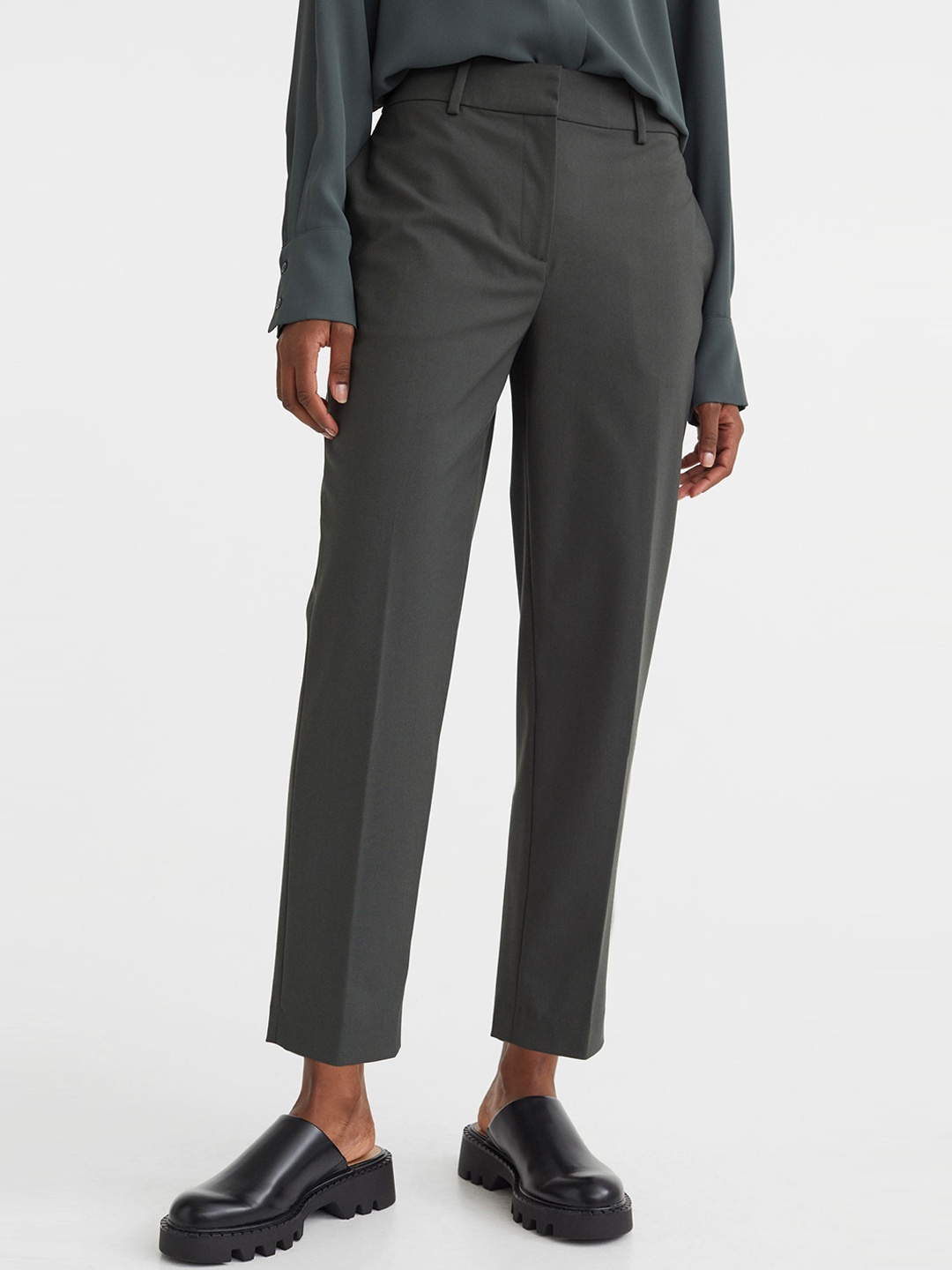 

H&M Women Cigarette Trousers, Green