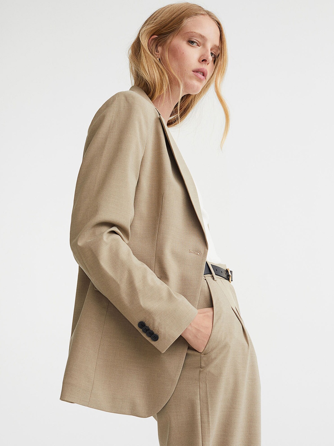 

H&M Women Fitted Jacket, Beige
