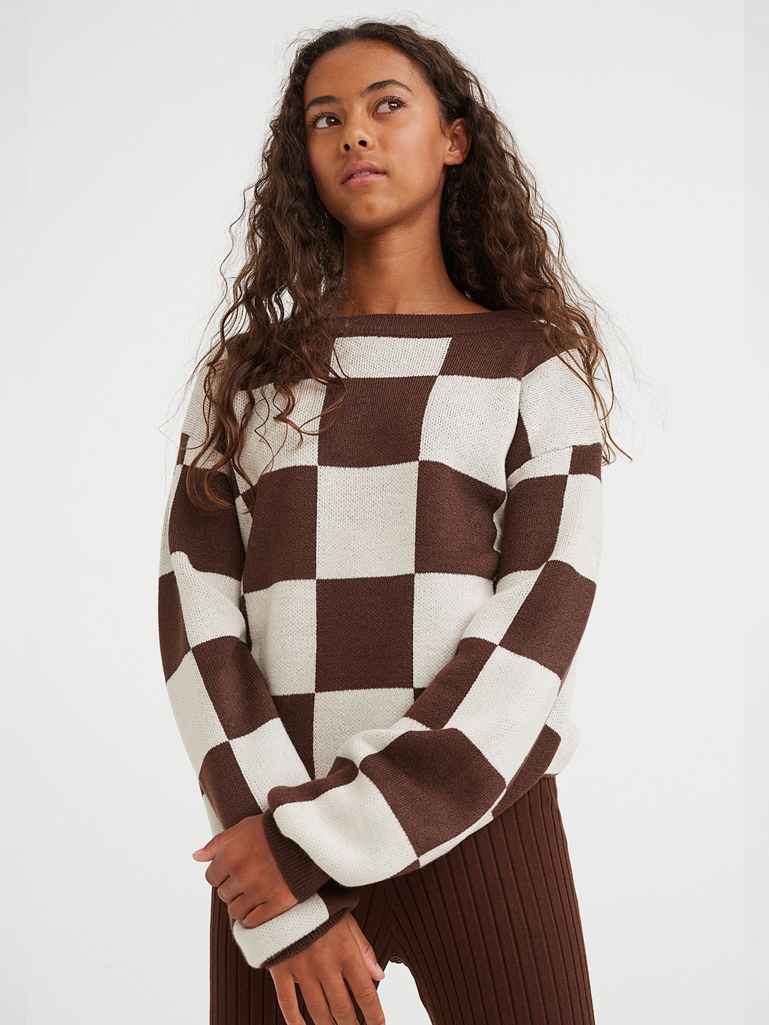 

H&M Girls Oversized jumper, Brown