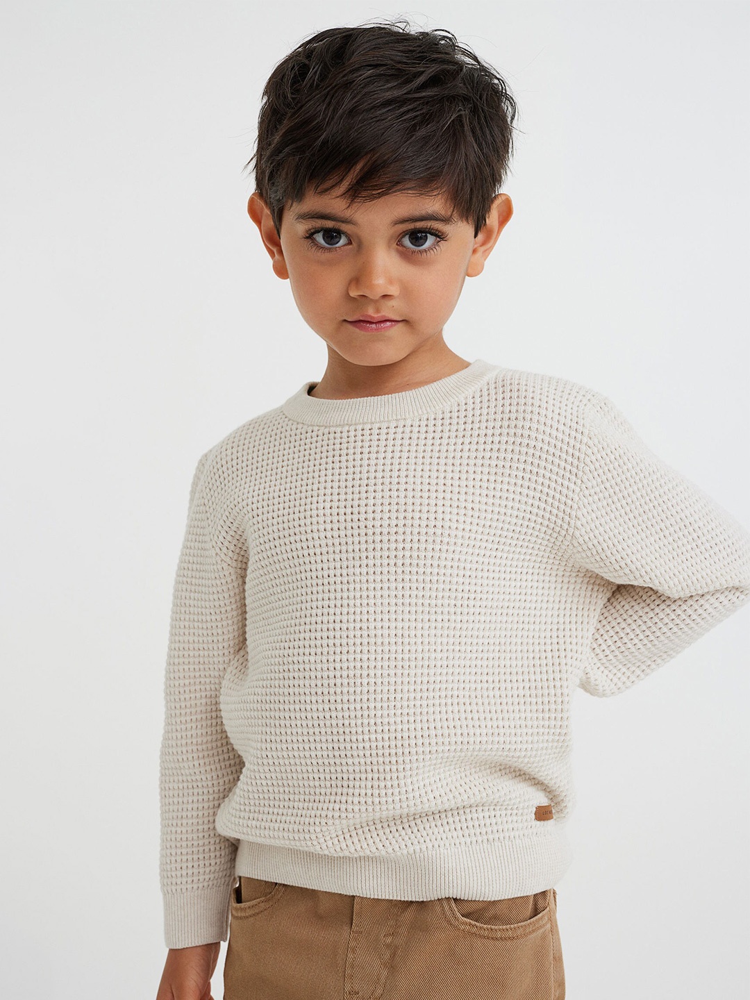 

H&M Boys Waffle-knit cotton jumper, White
