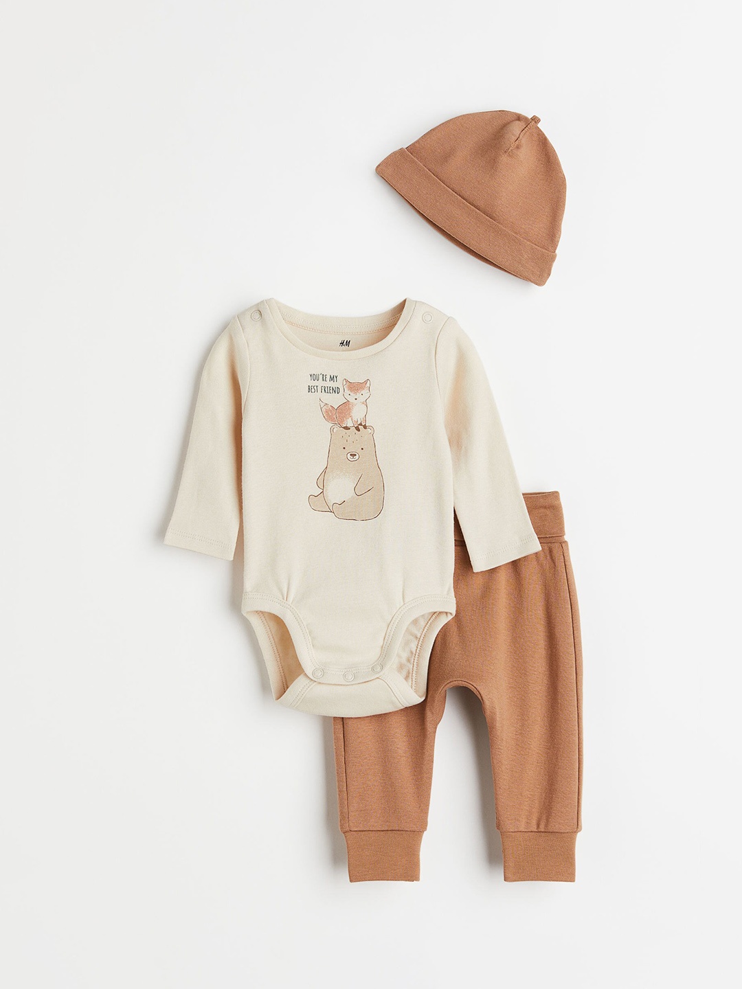 

H&M Girls 3-piece cotton set, Beige