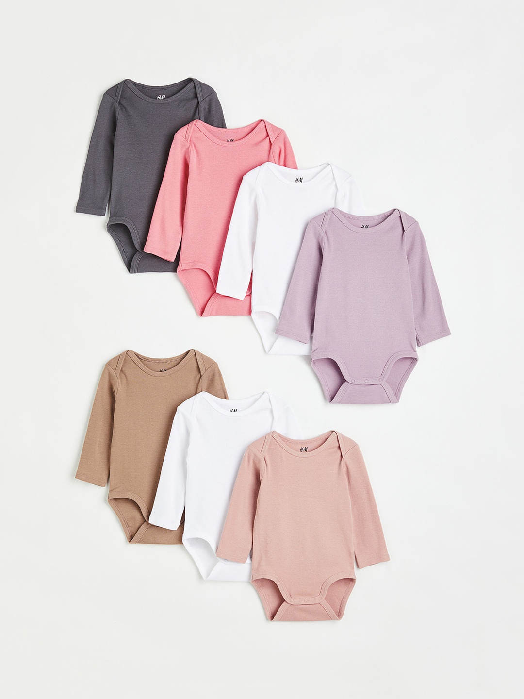 

H&M Boys 7-Pack Long-Sleeved Bodysuits, Multi
