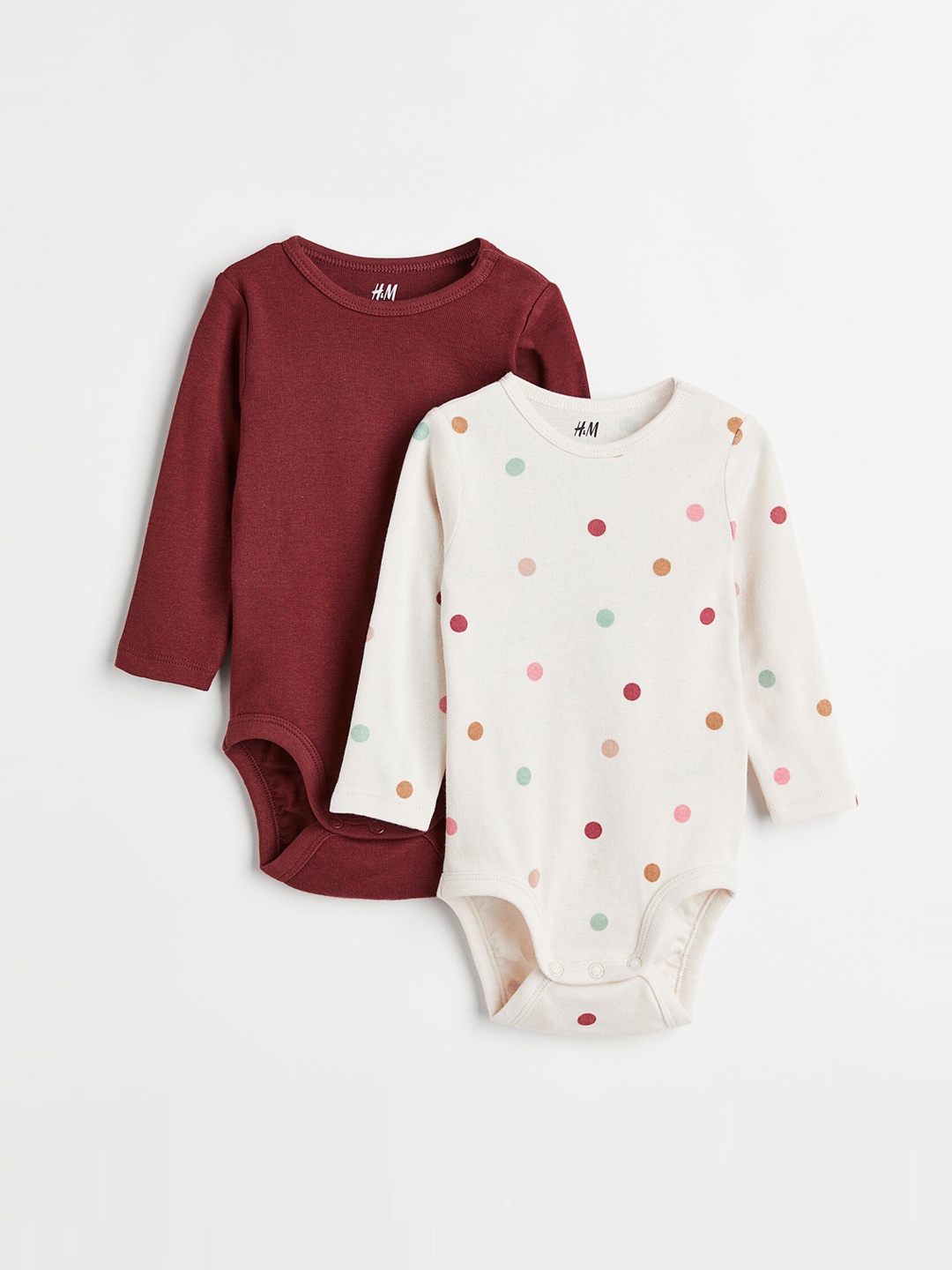 

H&M Boys 2-Pack Cotton Bodysuits, Red