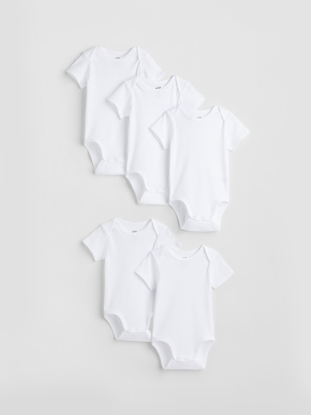 

H&M Boys 5-Pack Cotton Bodysuits, White