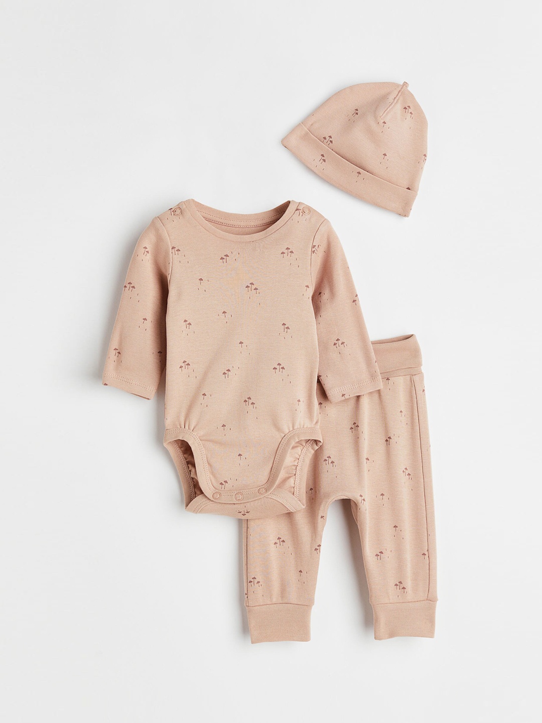

H&M Girls 3-Piece Cotton Set, Beige