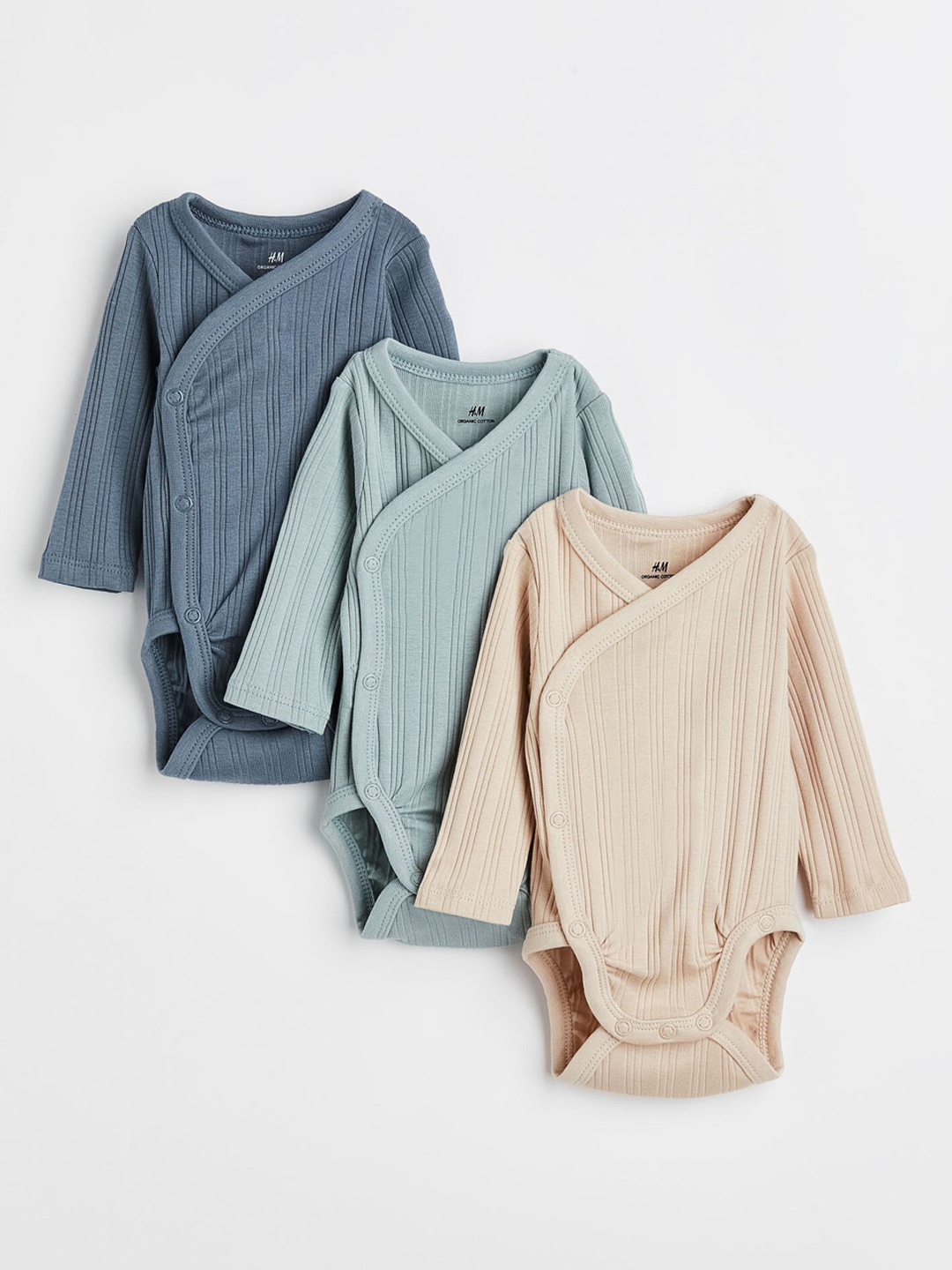 

H&M Infant Girls 3-pack wrapover bodysuits, Beige