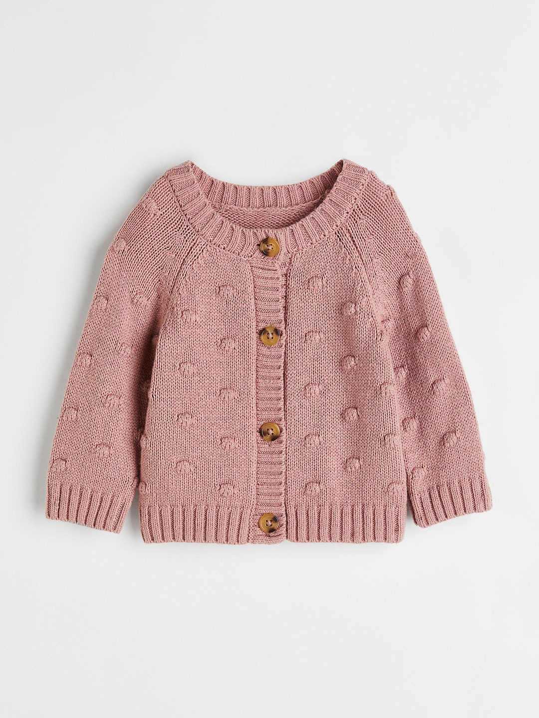 

H&M Girls Textured-knit cardigan, Pink