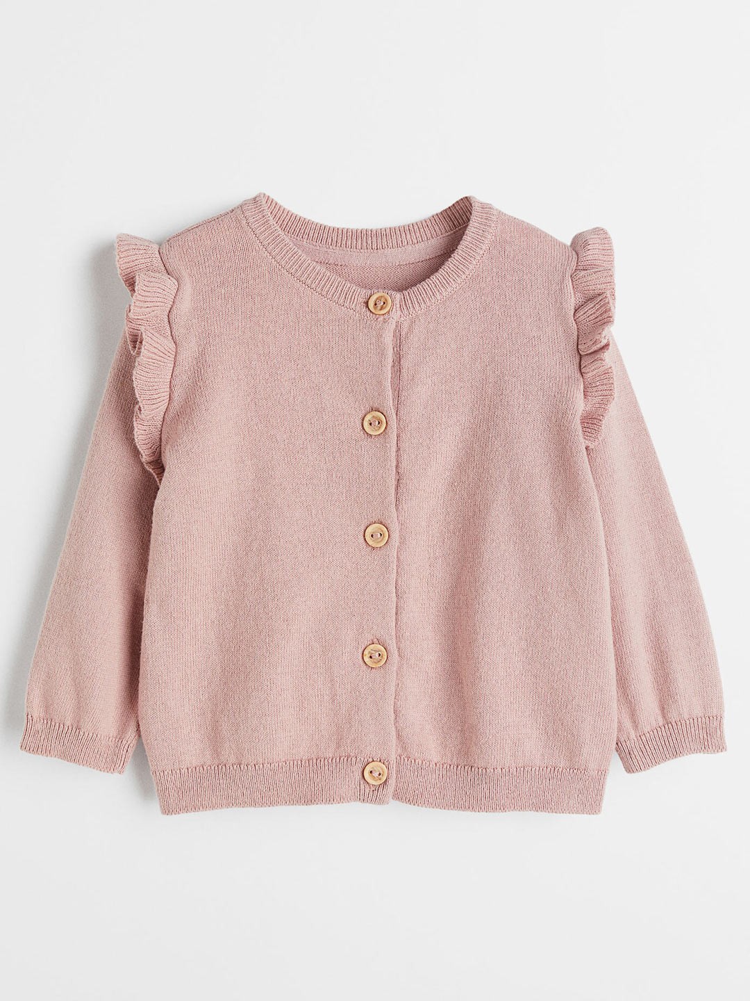 

H&M Girls Flounce-Trimmed Cardigan, Pink
