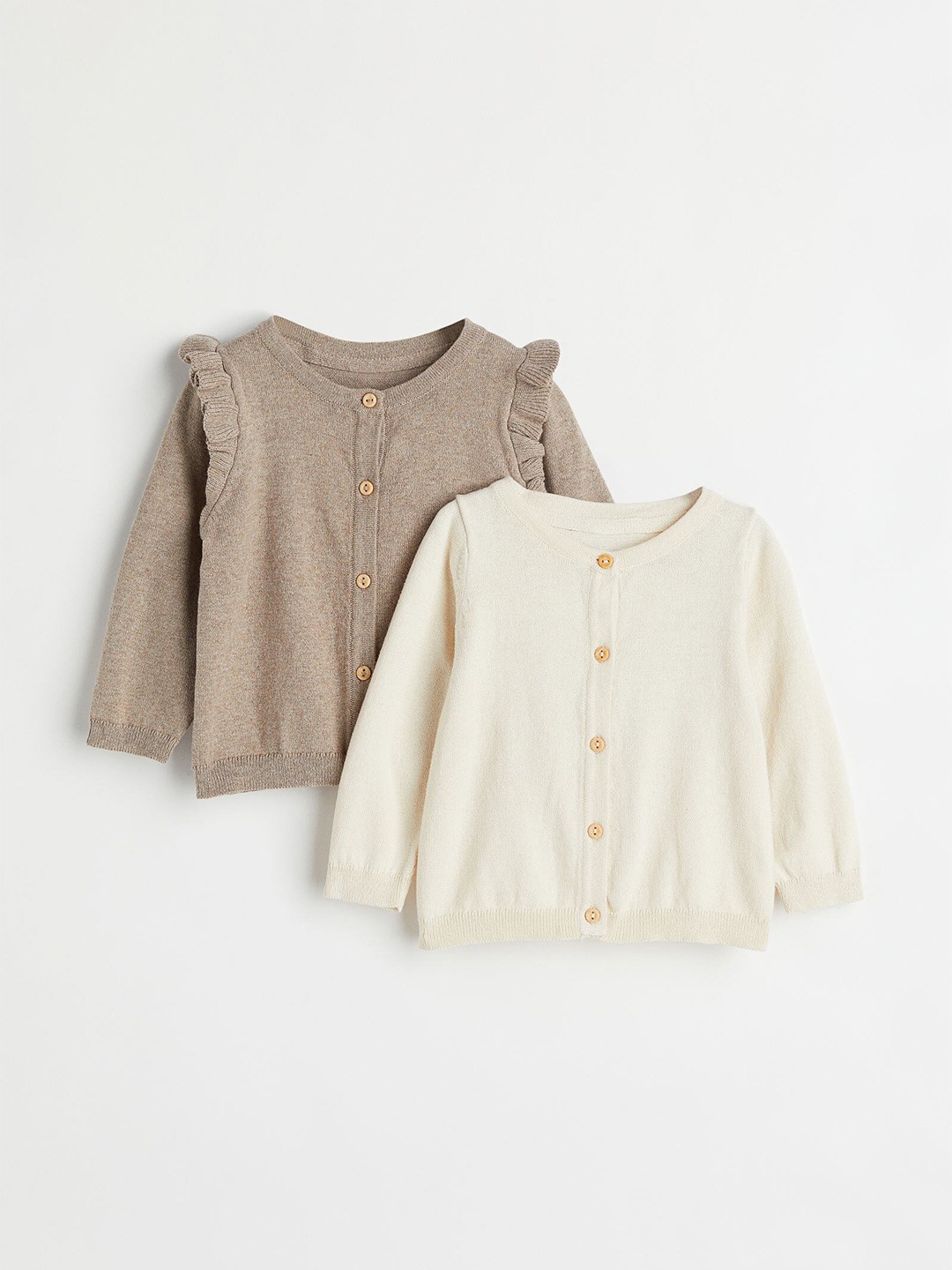 

H&M Girls 2-Pack Cotton Cardigans, Beige