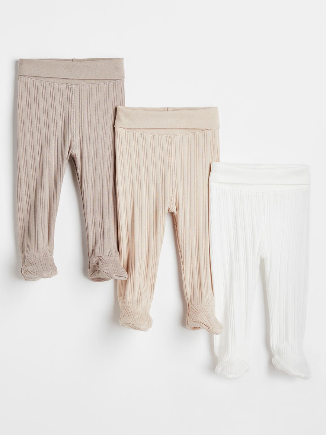 

H&M Infant Boys 3-Pack Cotton Leggings, Beige