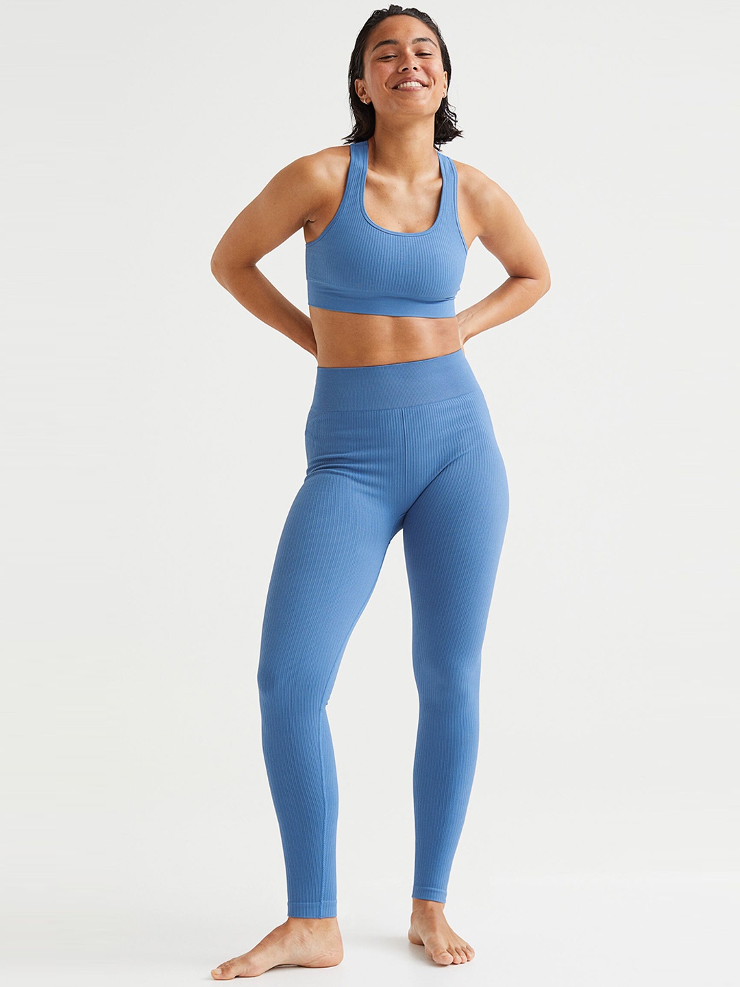 

H&M Women Fast-Drying Seamless Sports Tights, Blue