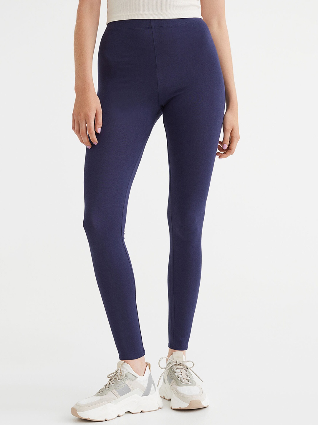 

H&M Women Cotton Jersey Leggings, Blue