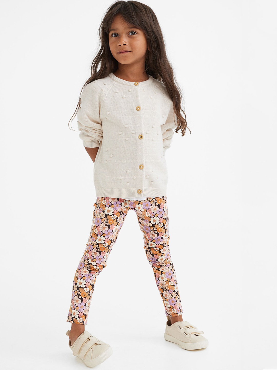 

H&M Girls Floral Printed Brushed-Inside Leggings, Multi