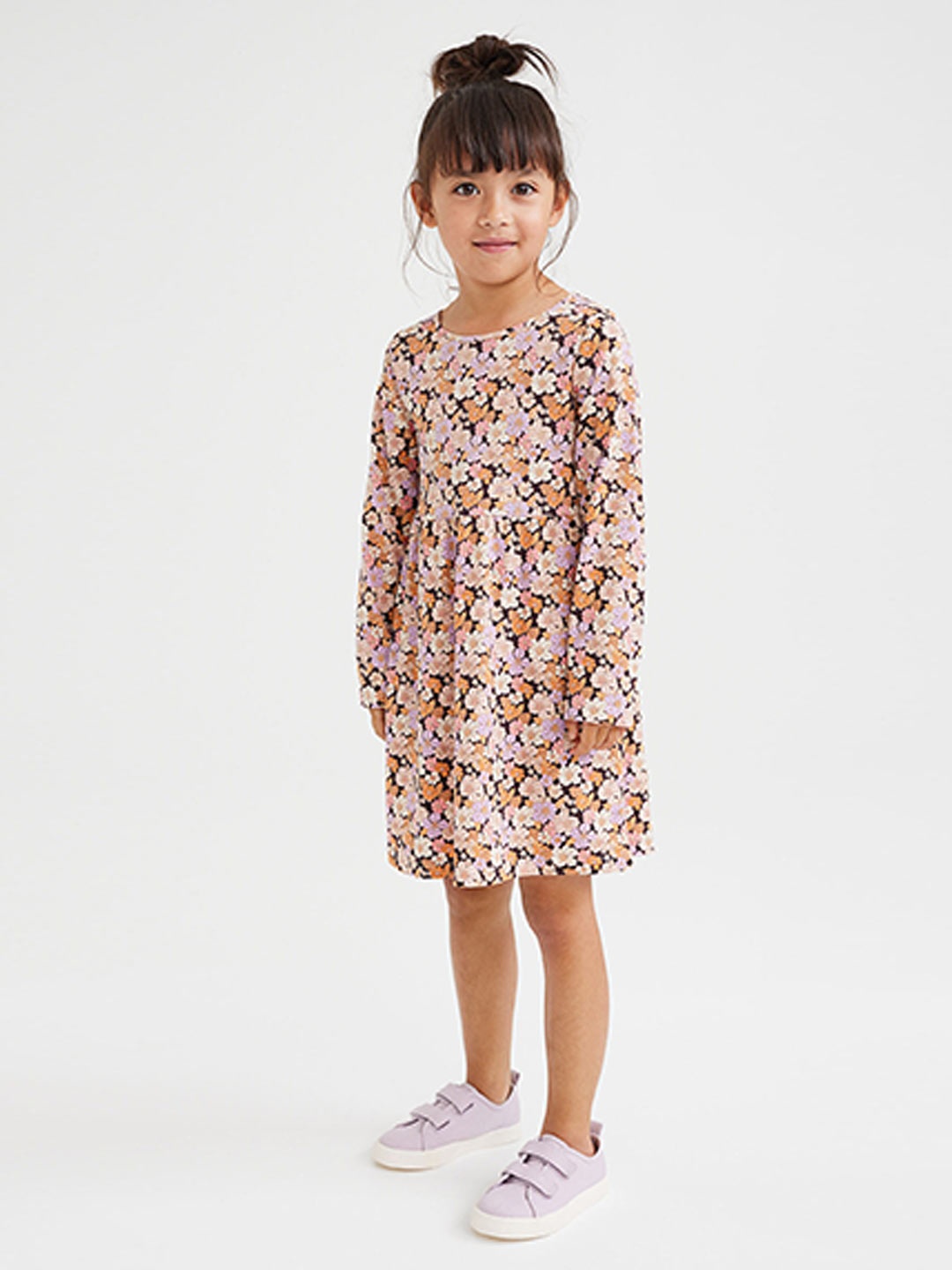 

H&M Girls Floral Printed Cotton Jersey Dress, Multi