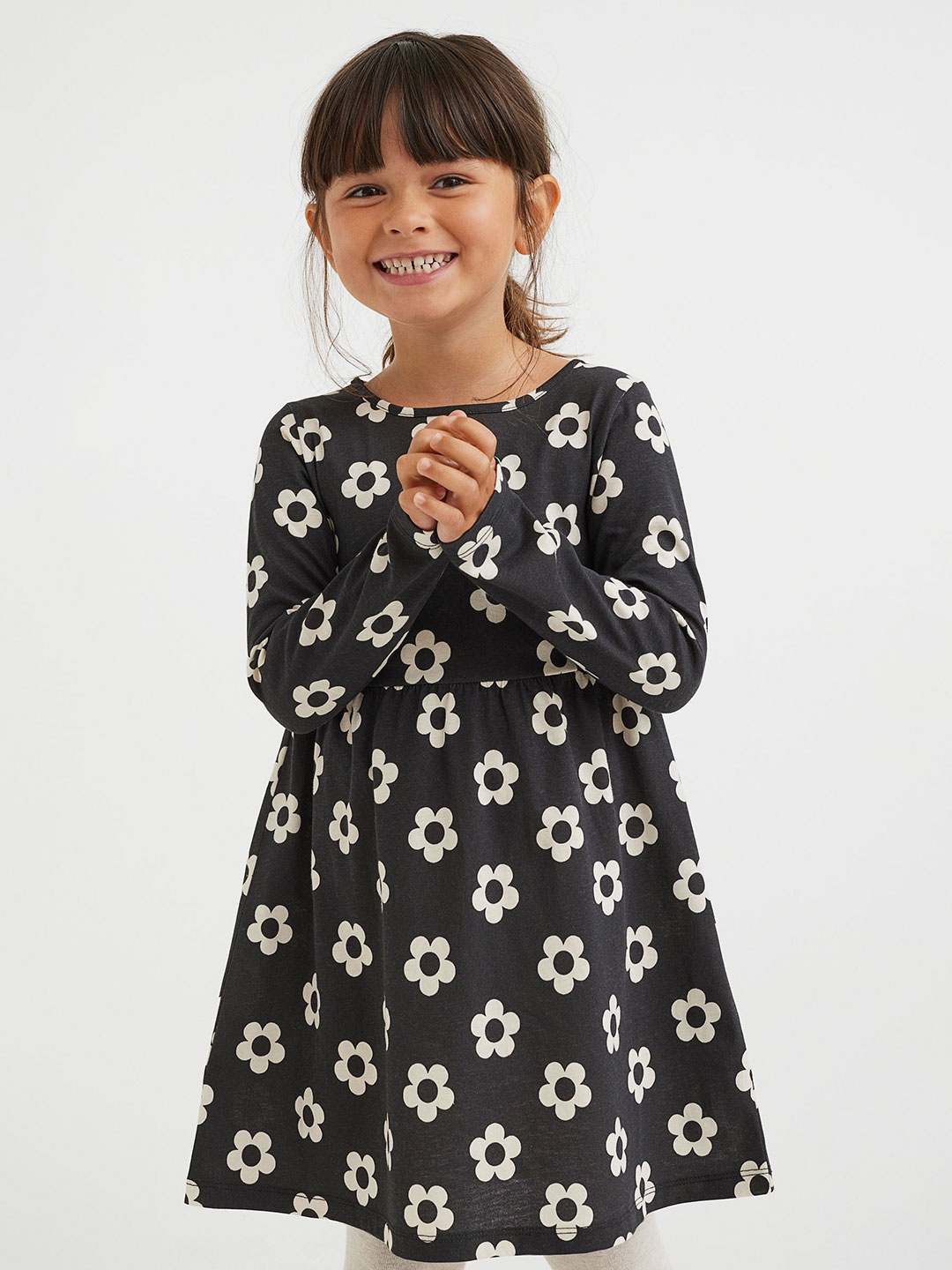 

H&M Kids Girls Cotton jersey dress, Black