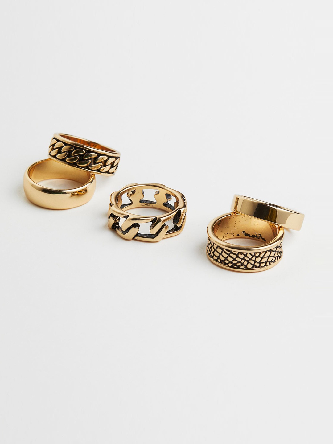 

H&M Men 5-Pack Rings, Gold