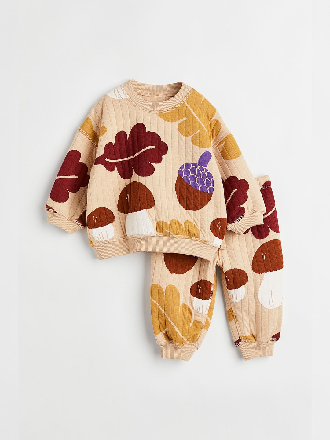 

H&M Boys Printed 2-Piece Quilted Set, Beige
