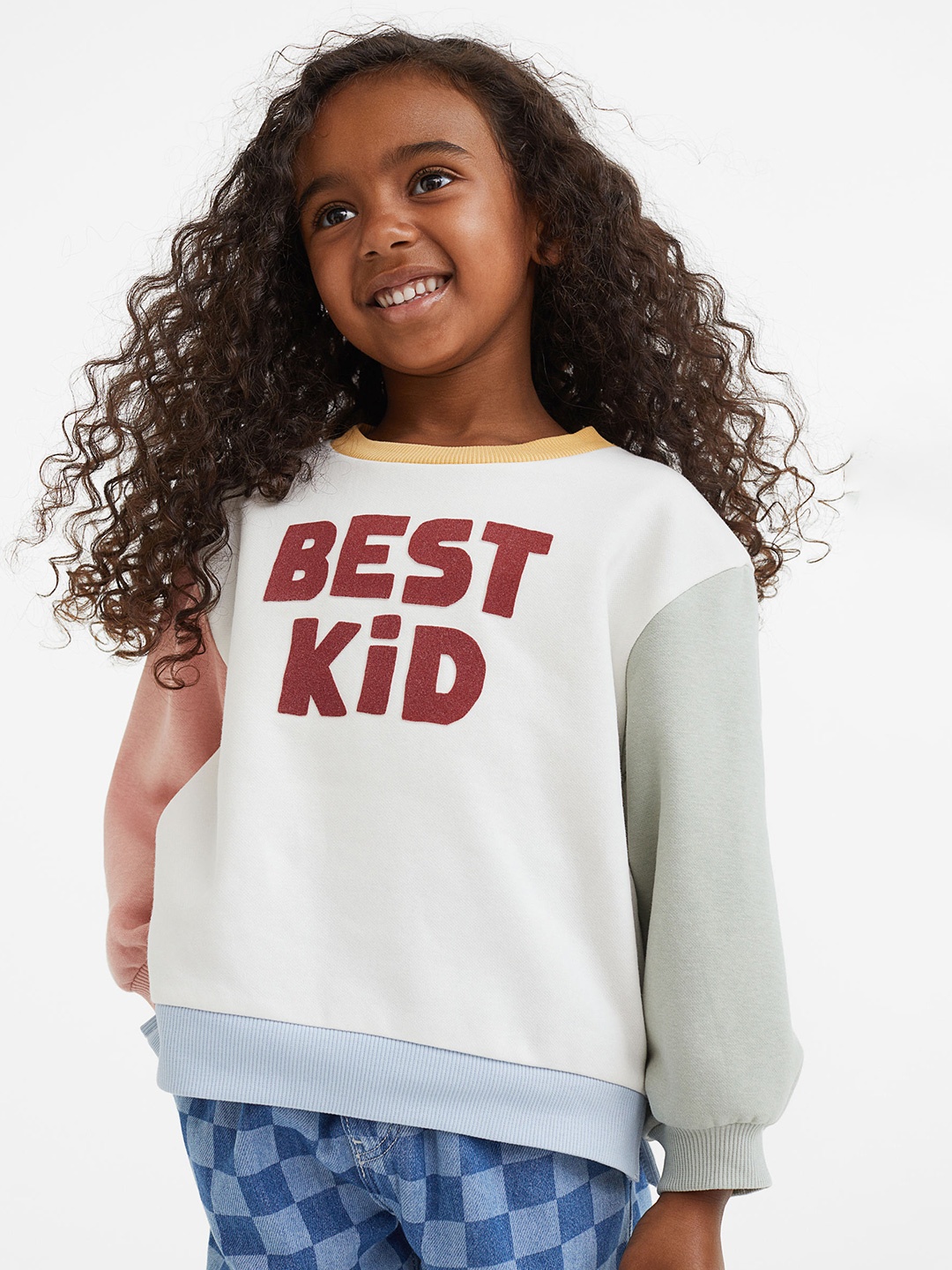 

H&M Girls Cream & Maroon Printed Sibling Sweatshirt
