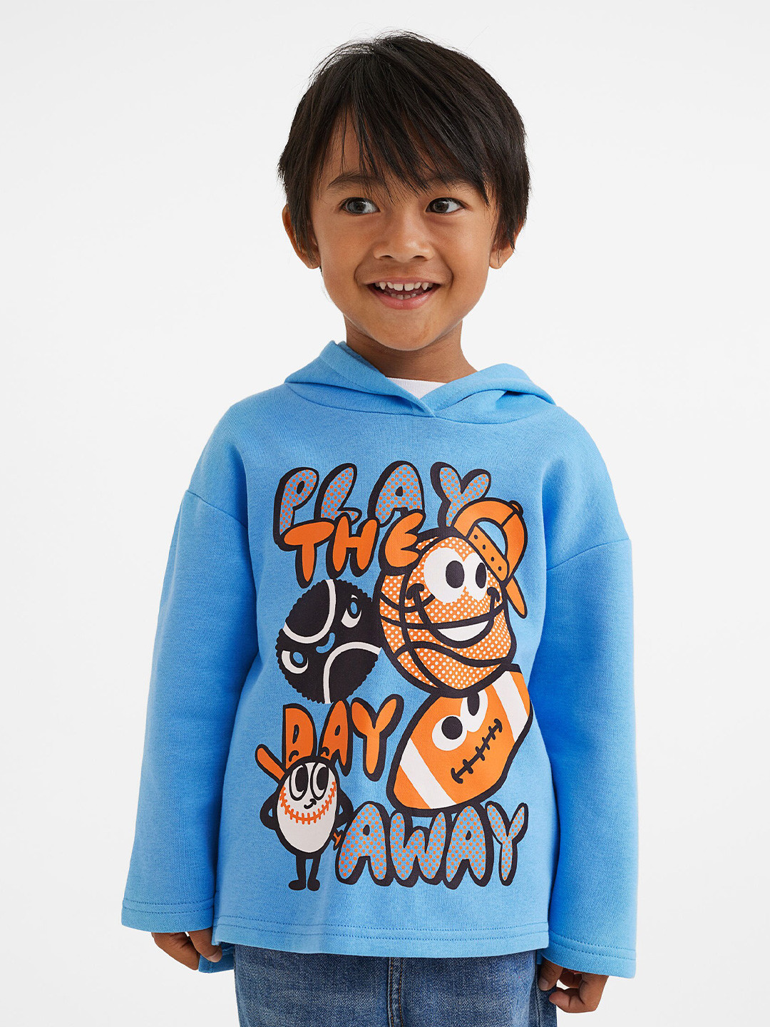 

H&M Printed Hoodie, Blue