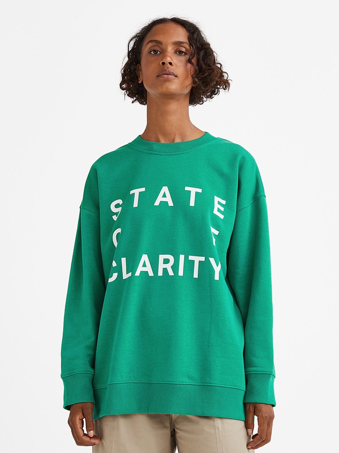 

H&M Printed Sweatshirt, Green