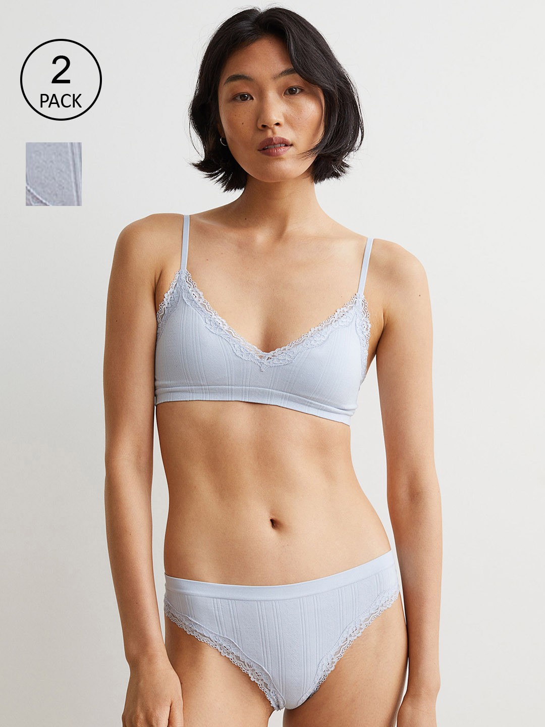 

H&M Women 2-Pack Brazilian Briefs 0946831019, Blue
