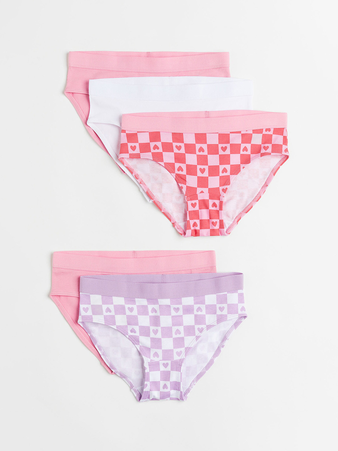 

H&M Girls Pack Of 5 Pink & Purple Printed Cotton Basic Briefs - 0805205021