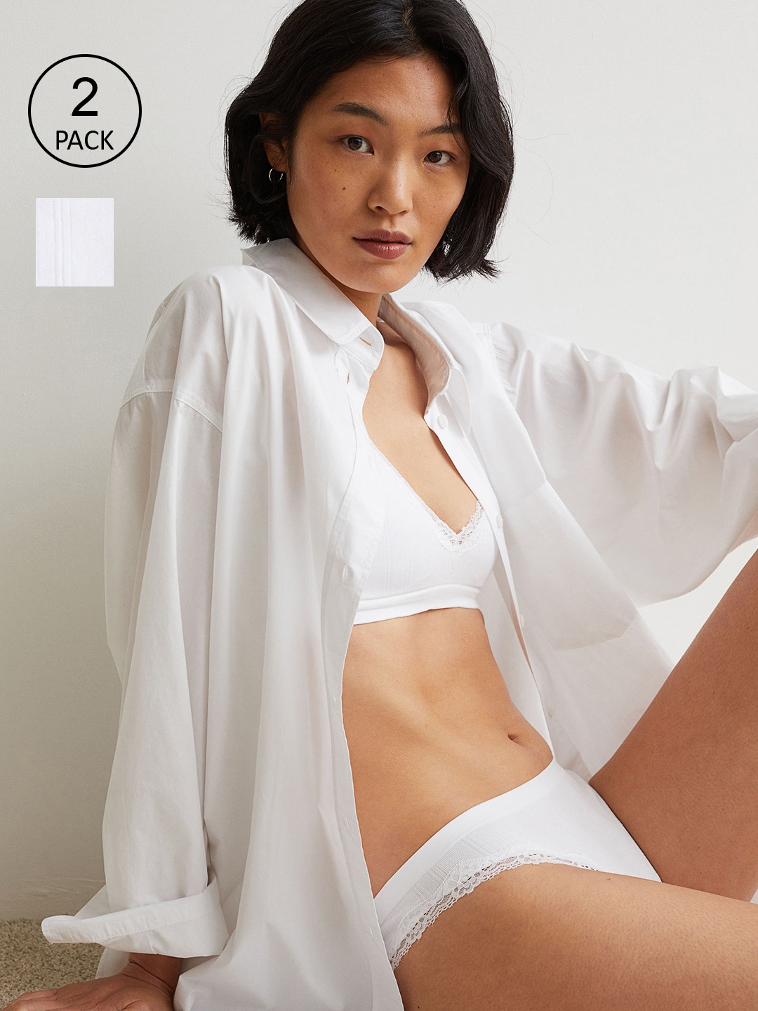 

H&M Women 2-Pack Brazilian Briefs - 0946831018, White