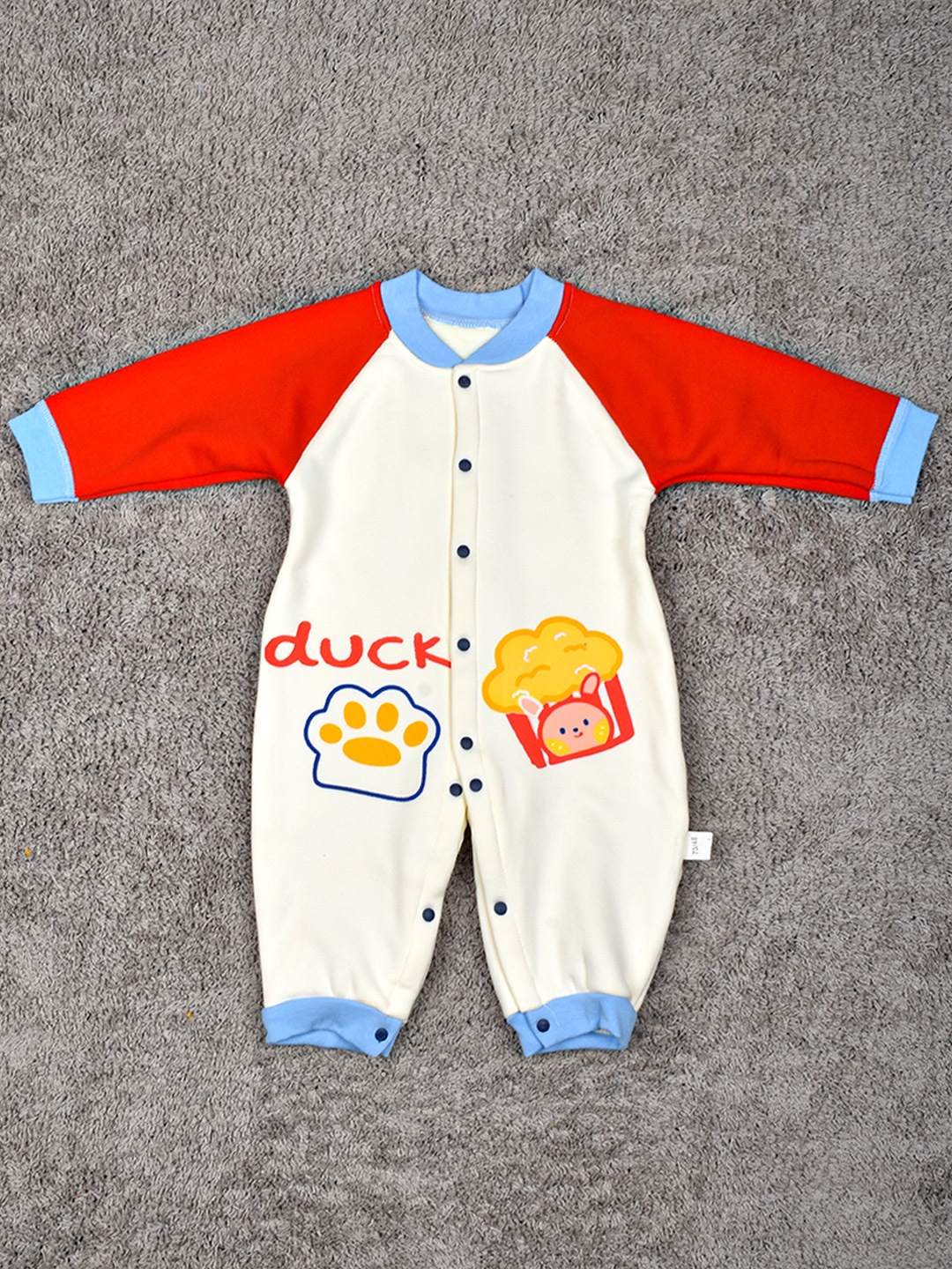 

Moms Home Infants Red Printed Pure Cotton Rompers