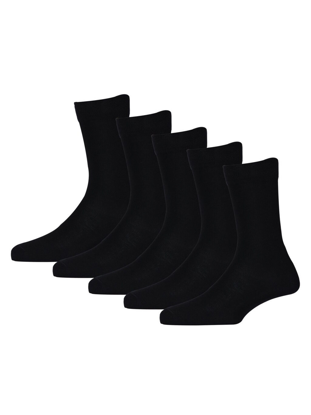 

RC. ROYAL CLASS Kids Pack Of 5 Black Solid Organic Cotton Calf-Length Socks