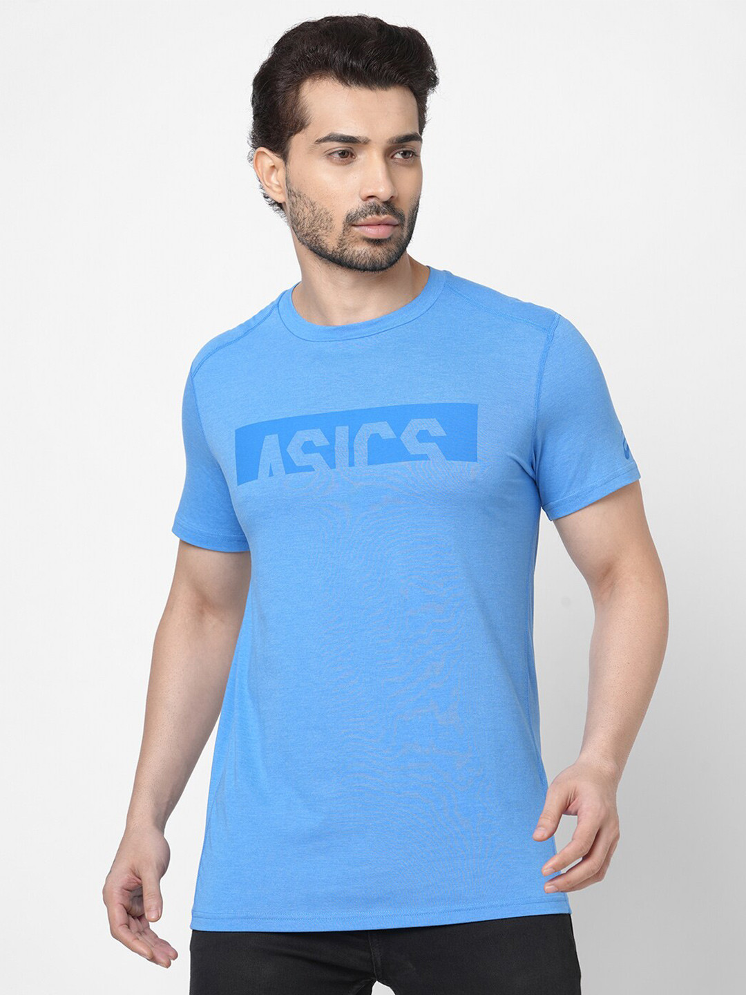 

ASICS Men Print SS brand Logo Printed Cotton T-shirts, Blue
