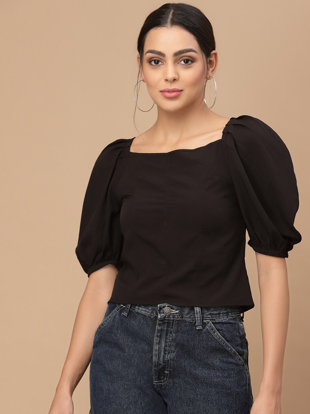 

HOUSE OF KKARMA Black Crepe Top