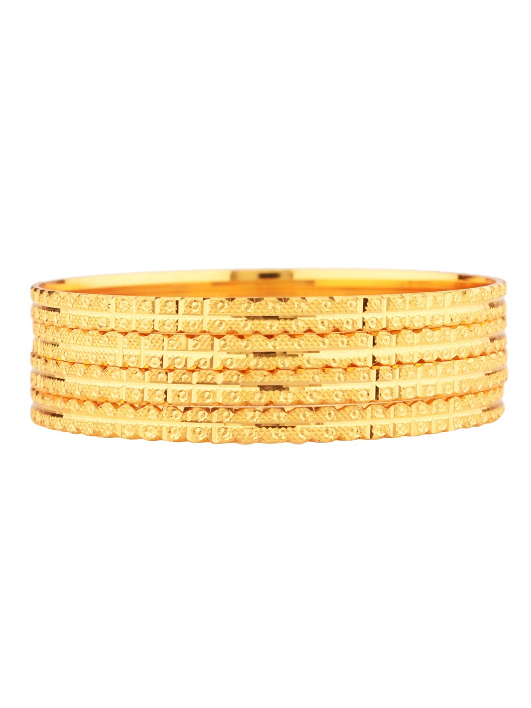 

Efulgenz Set of 4 Gold-Plated & Toned Textured Bangles