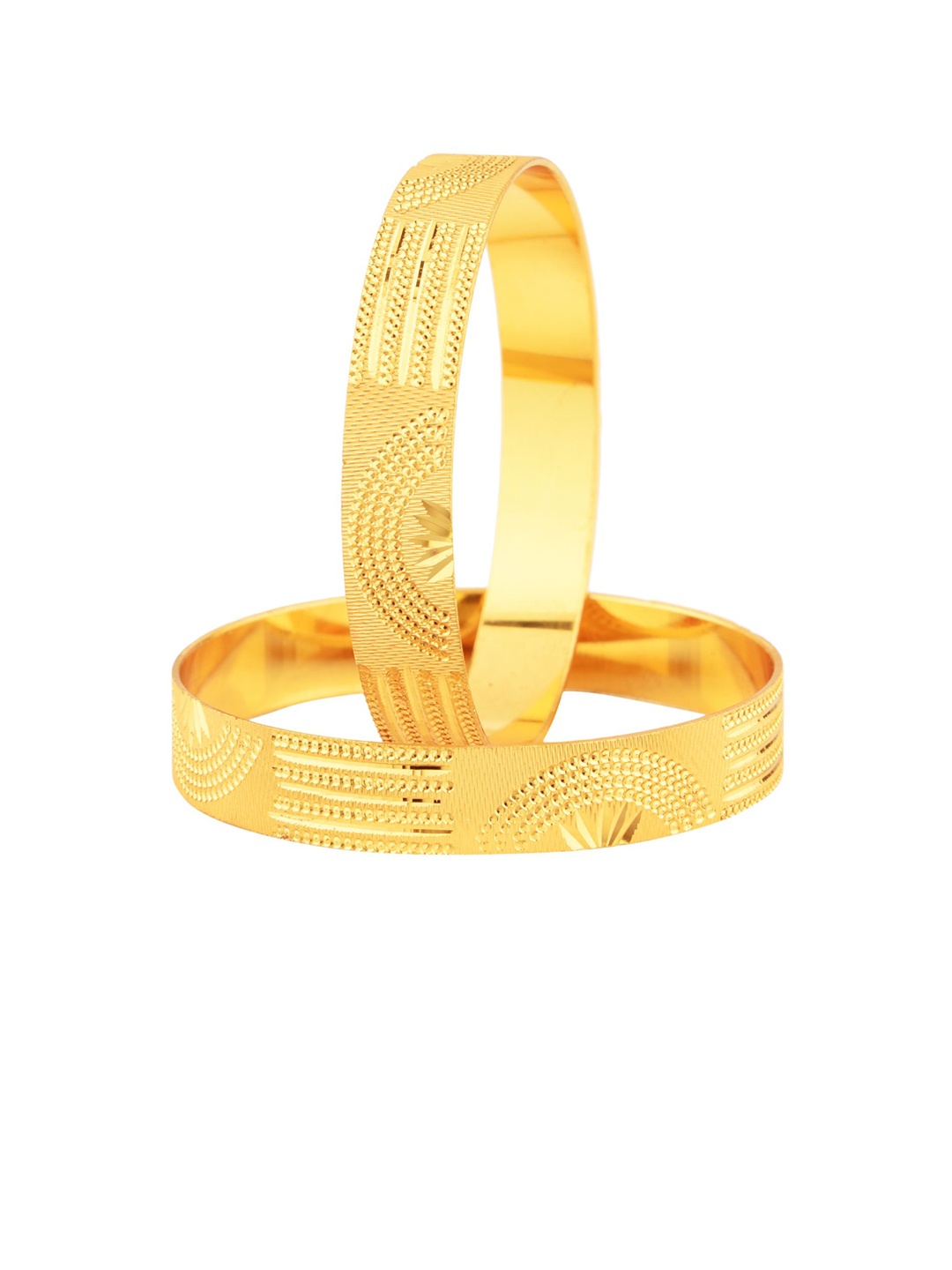 

Efulgenz Set of 2 Gold-Plated & Toned Textured Bangles