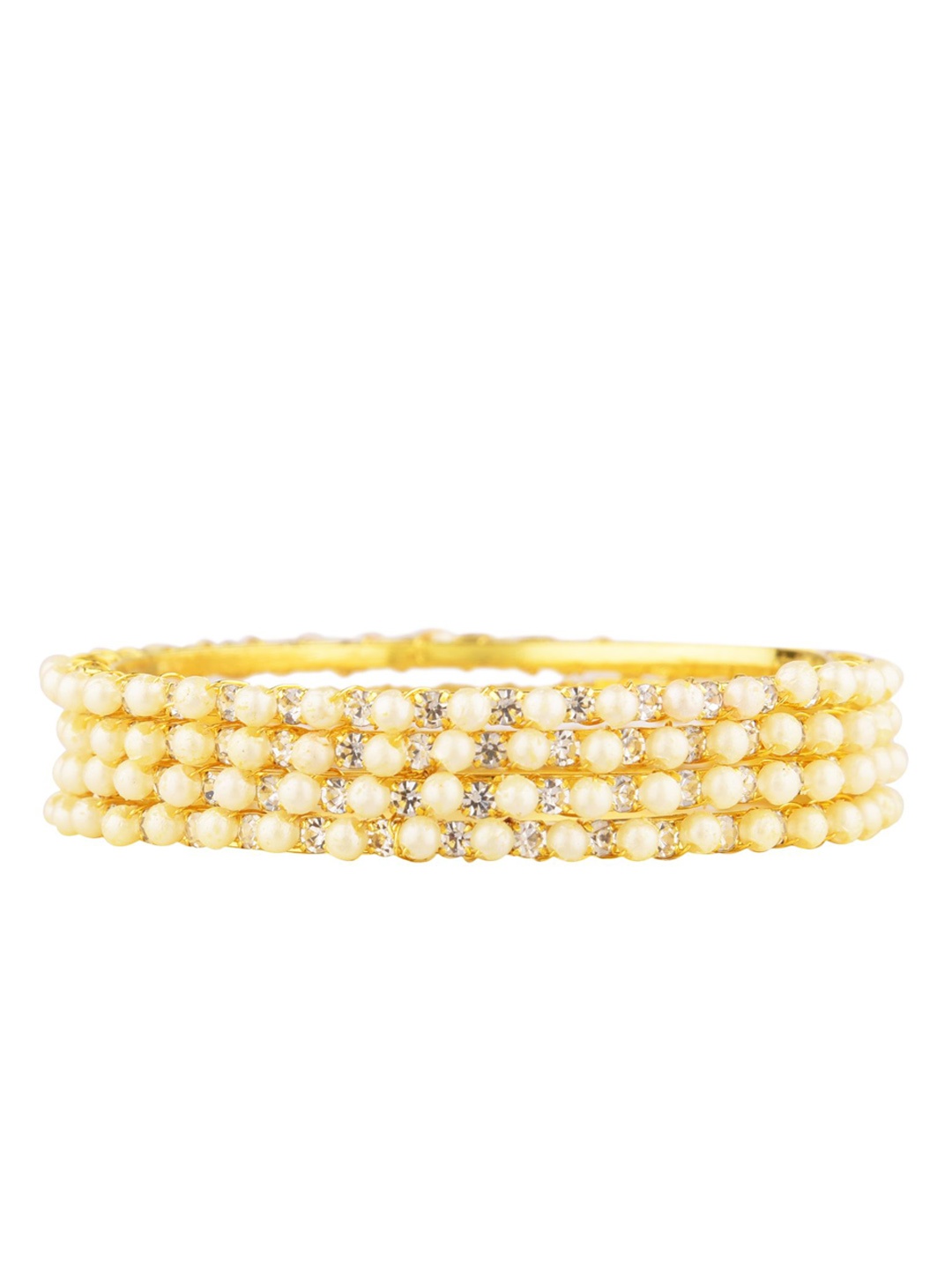 

Efulgenz Gold-Plated & Gold-Toned White Designer Bangle Set