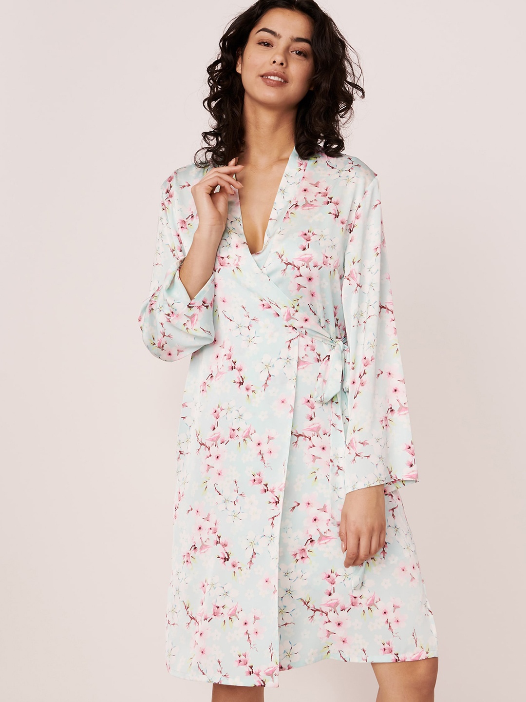 

La Vie en Rose Women Blue Printed Robe