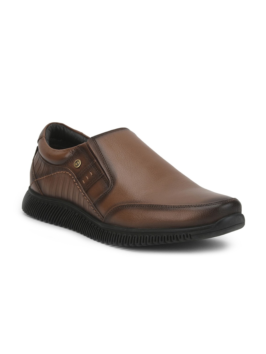 

Liberty Men Tan Brown Leather Slip-On Sneakers
