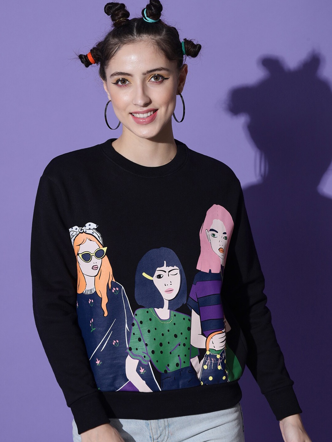 

The Dry State Women Black Printed Sweatshirt