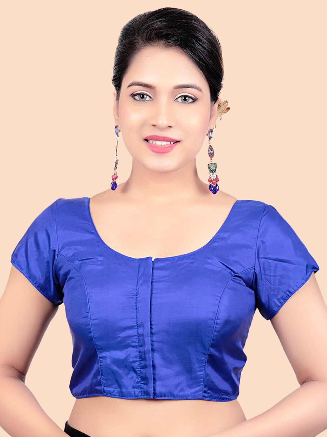 

FEMMIBELLA Women Blue Solid Padded Saree Blouse