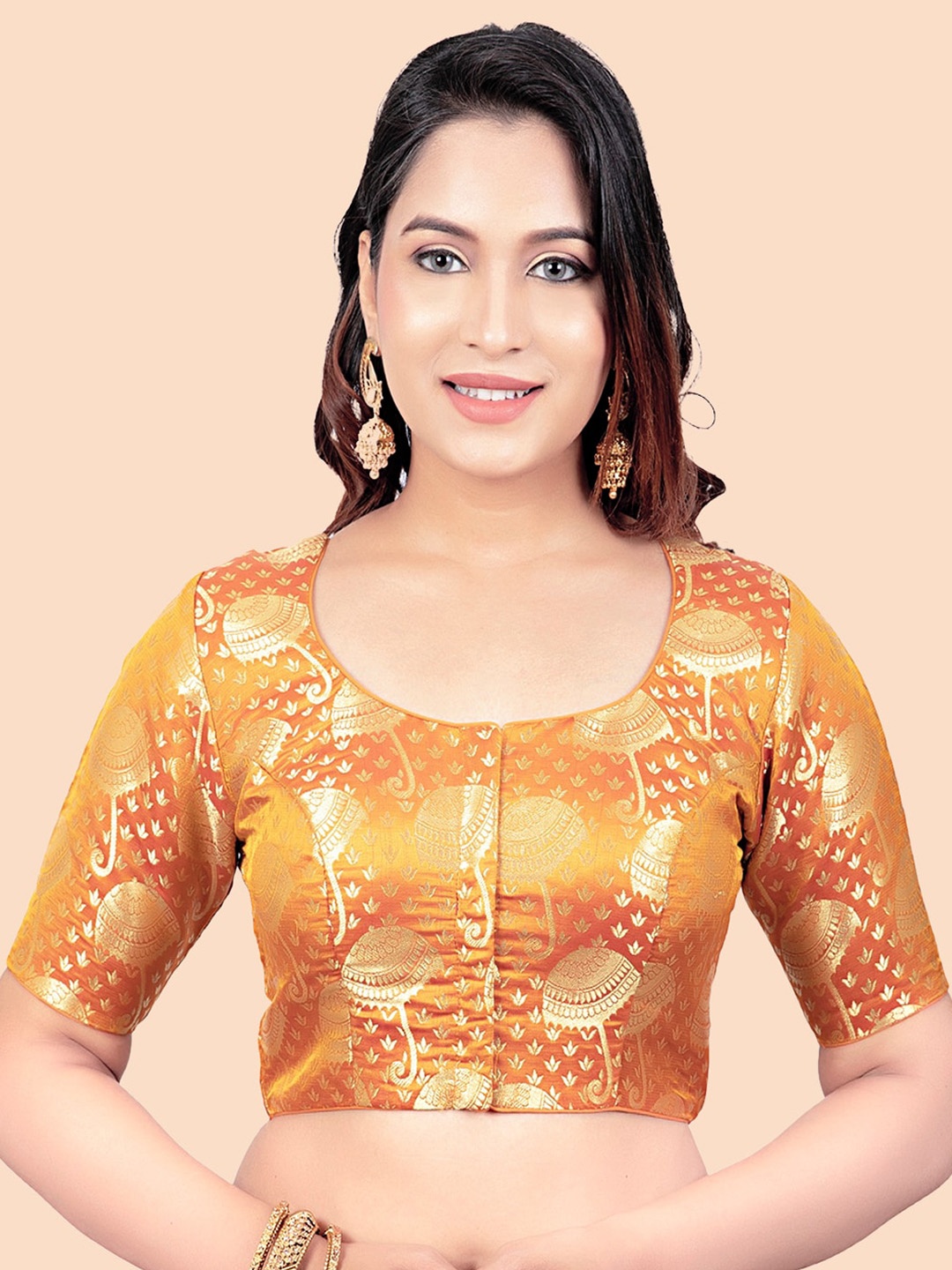 

FEMMIBELLA Women Mustard Brocade Saree Blouse