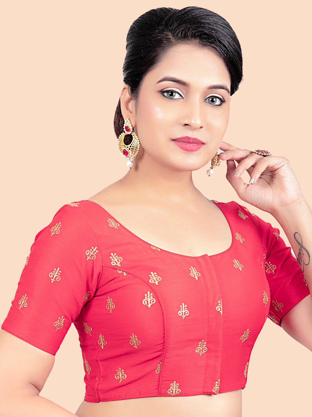 

FEMMIBELLA Women Red Embroidered Saree Blouse