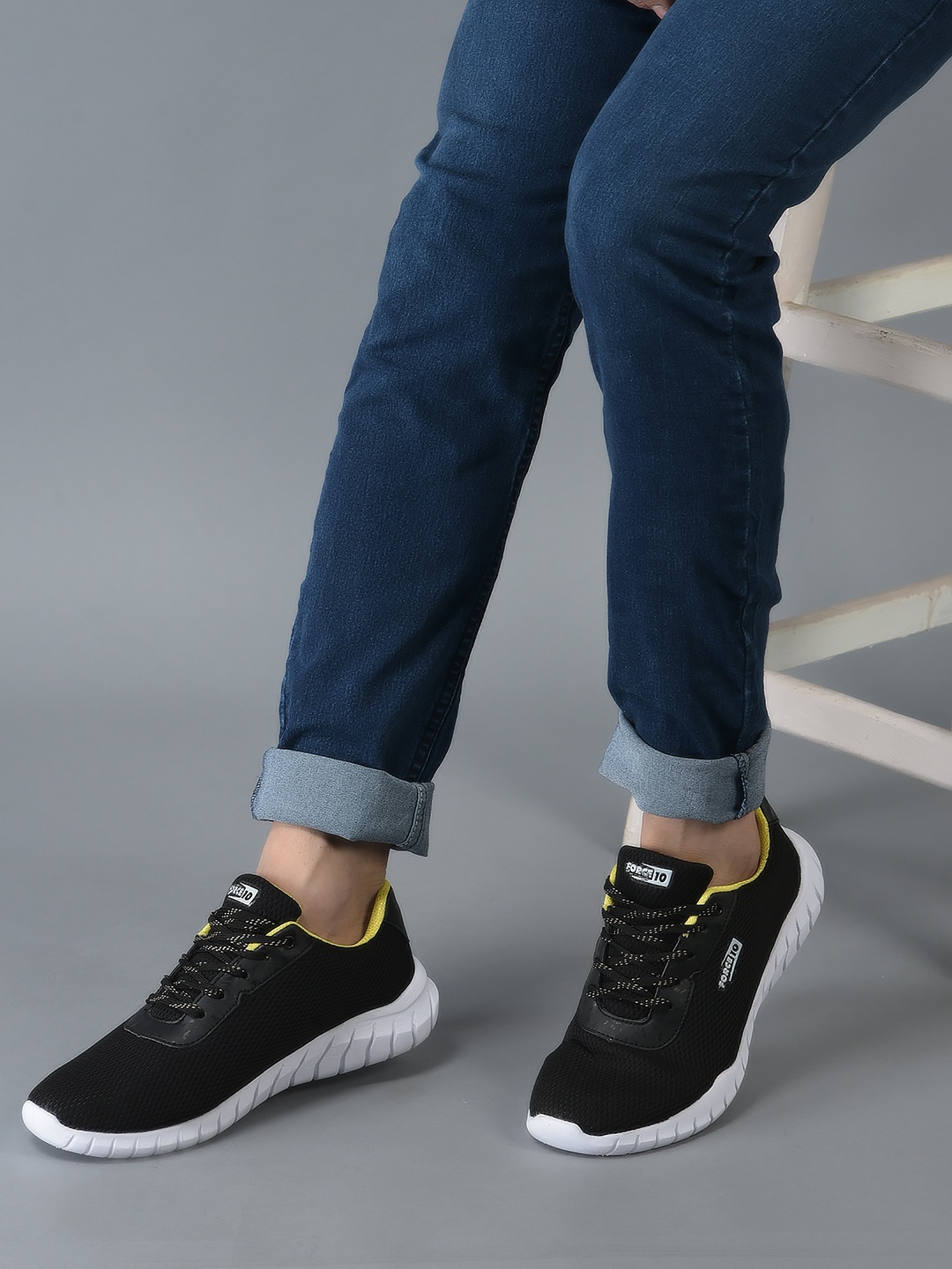 

Liberty Men Black Mesh Walking Non-Marking Shoes