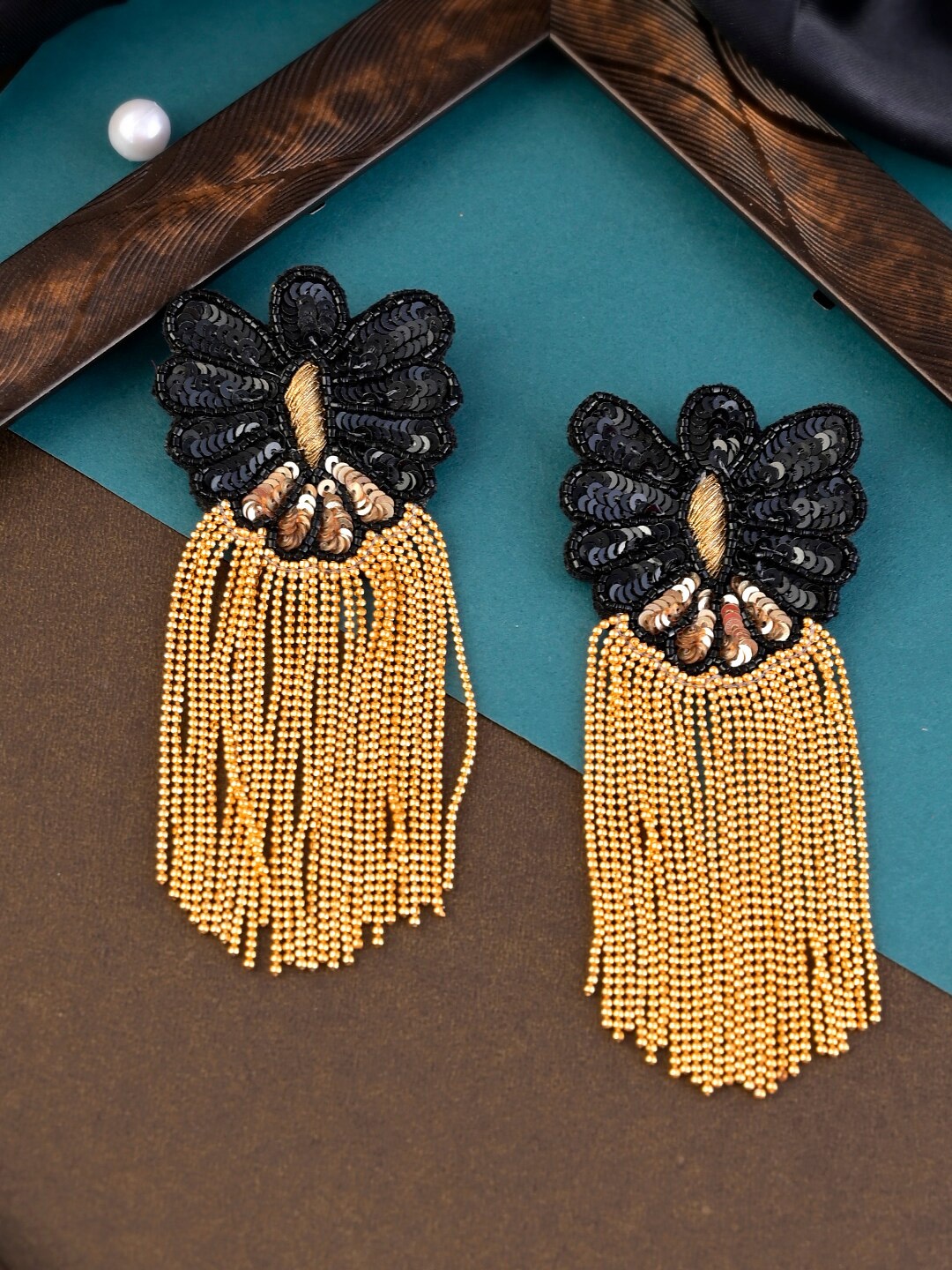 

Shoshaa Yellow Contemporary Beads Drop Earrings