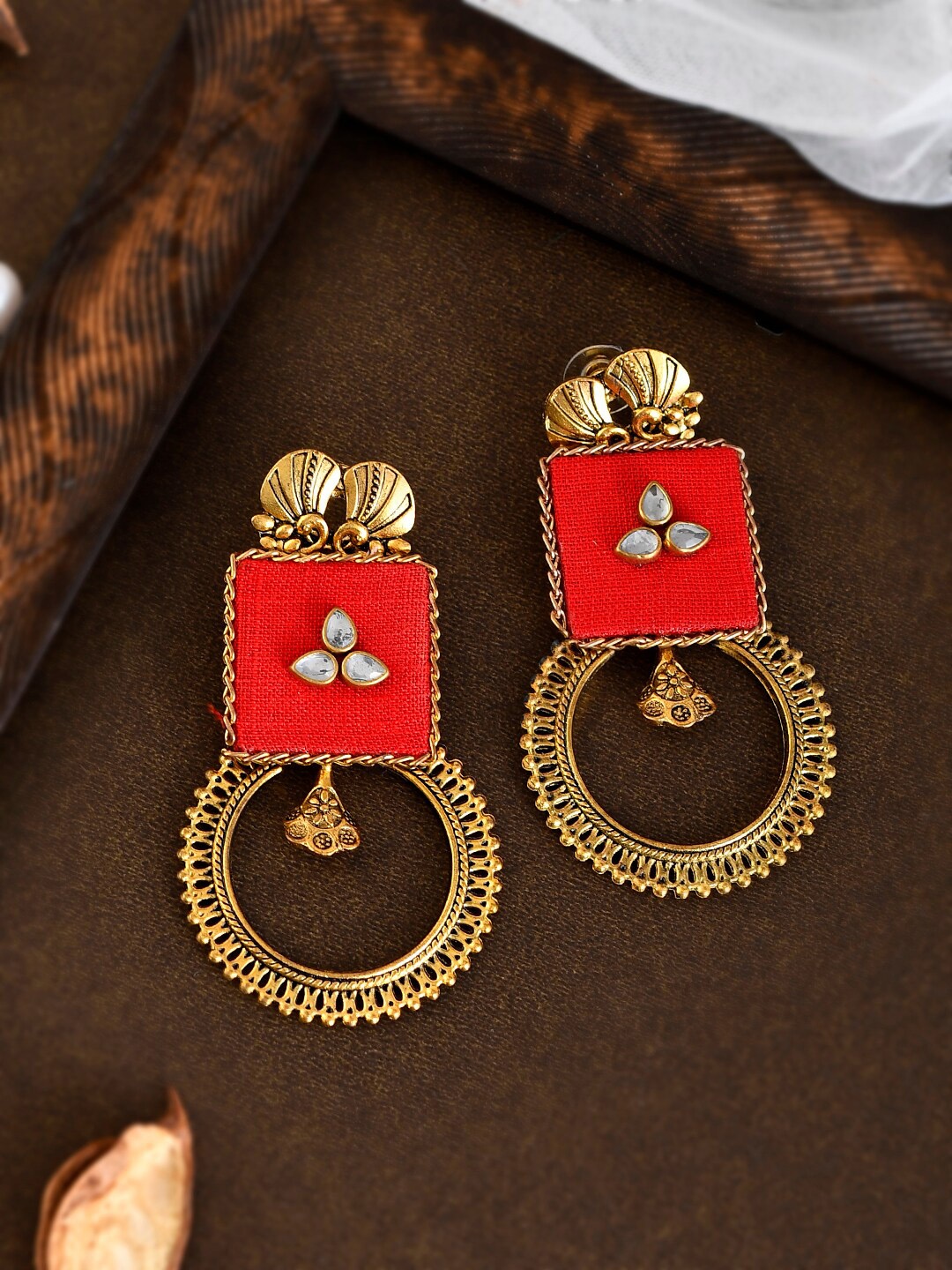 

Shoshaa Gold-Plated Contemporary Drop Earrings