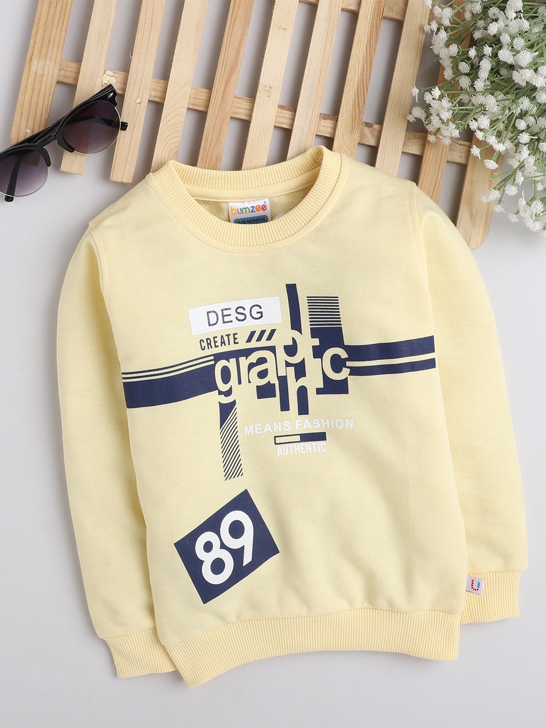 

BUMZEE Boys Yellow Printed Sweatshirt
