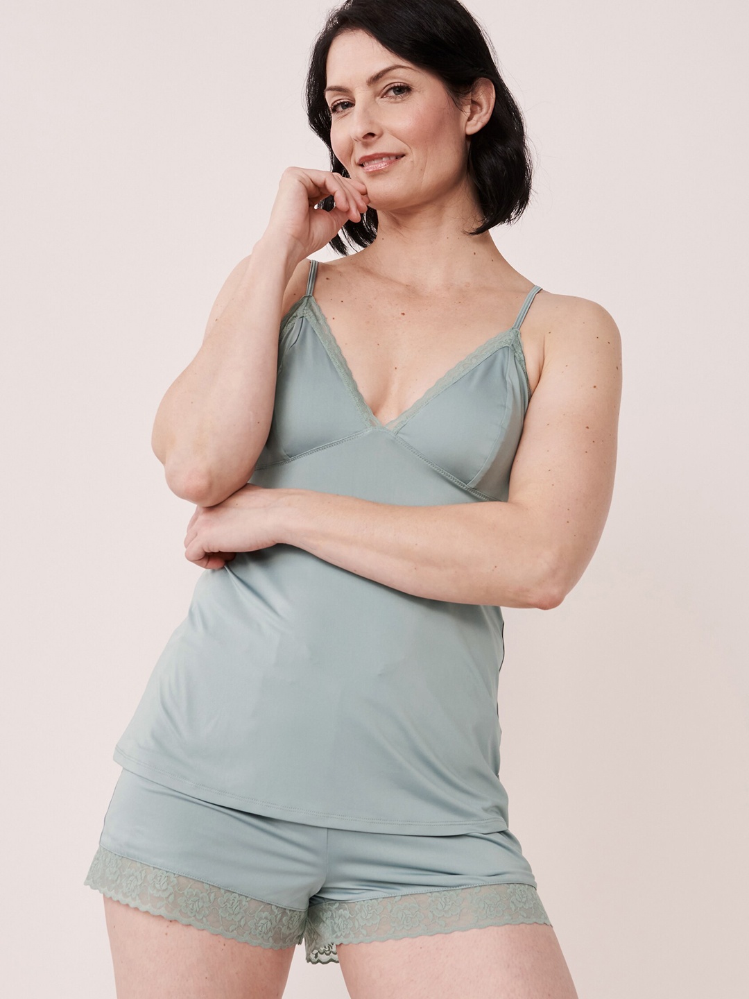 

La Vie en Rose Women Sea Green Solid Removable Padding Camisole