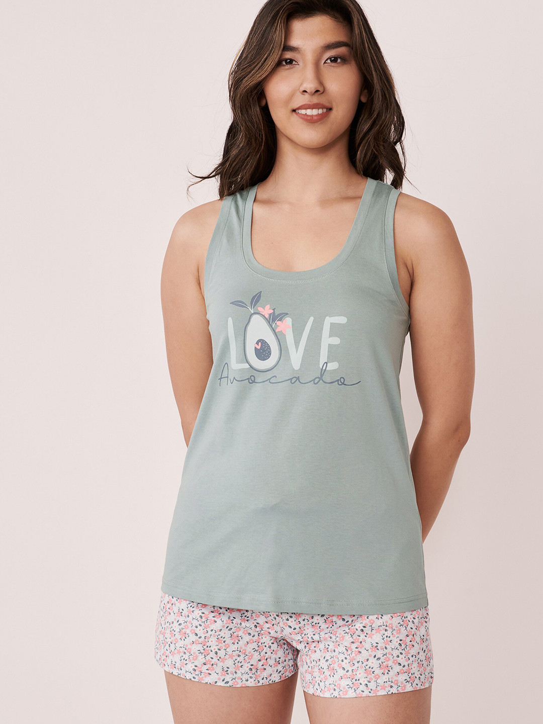 

La Vie en Rose Women Blue Printed Pure Cotton Camisole